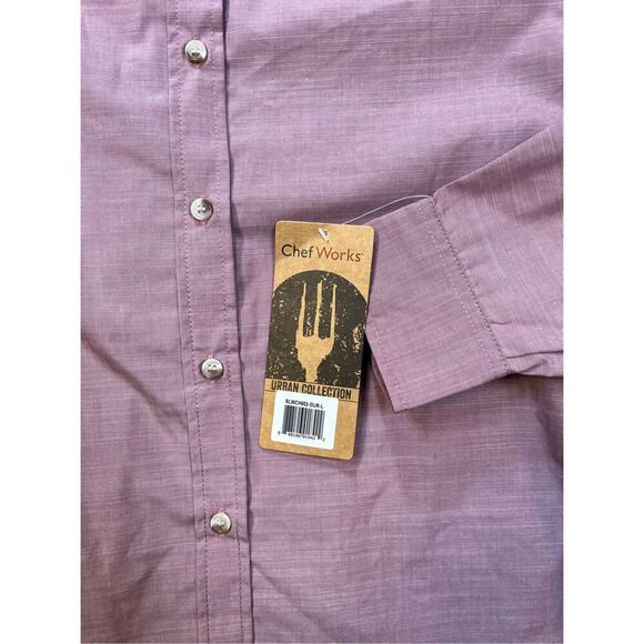NEW Chef Works Urban Collection Roll Tab Sleeve Chambray Shirt Rose Size Large - Picture 4 of 13